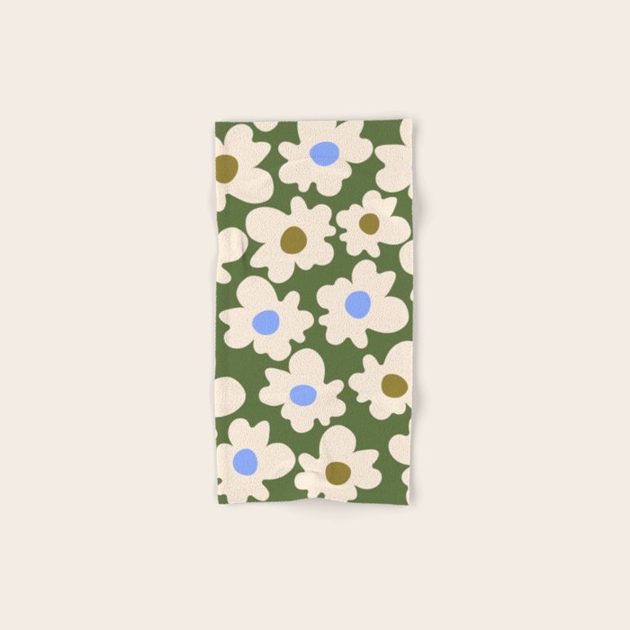 Abstract Flower Shape - Green and Blue Bath Towel Gallery Image 1
