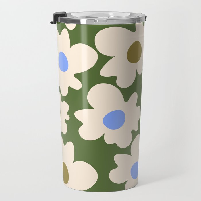 Abstract Flower Shape - Green and Blue Travel Mug Gallery Image 3