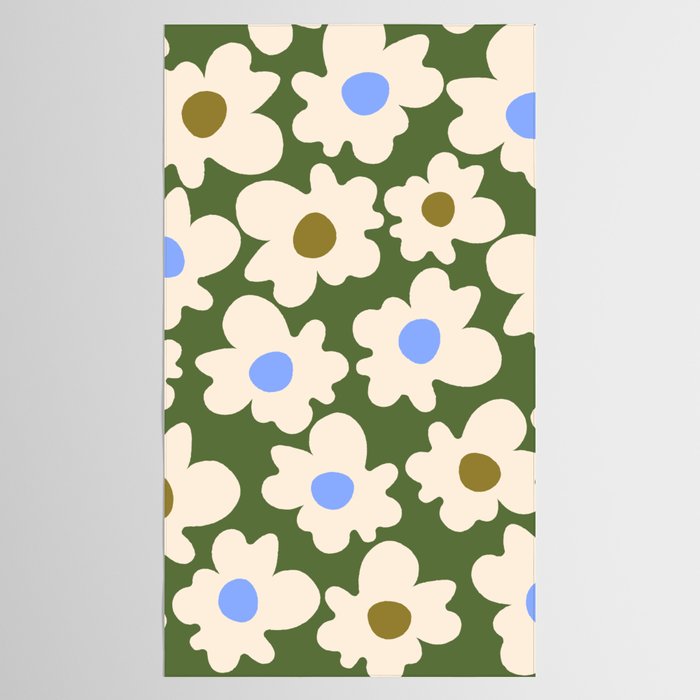 Abstract Flower Shape - Green and Blue Tablecloth Gallery Image 2