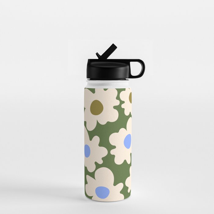 Abstract Flower Shape - Green and Blue Water Bottle Gallery Image 1