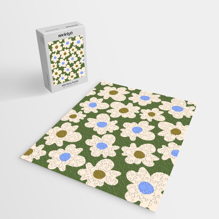 Abstract Flower Shape - Green and Blue Jigsaw Puzzle Gallery Image 2