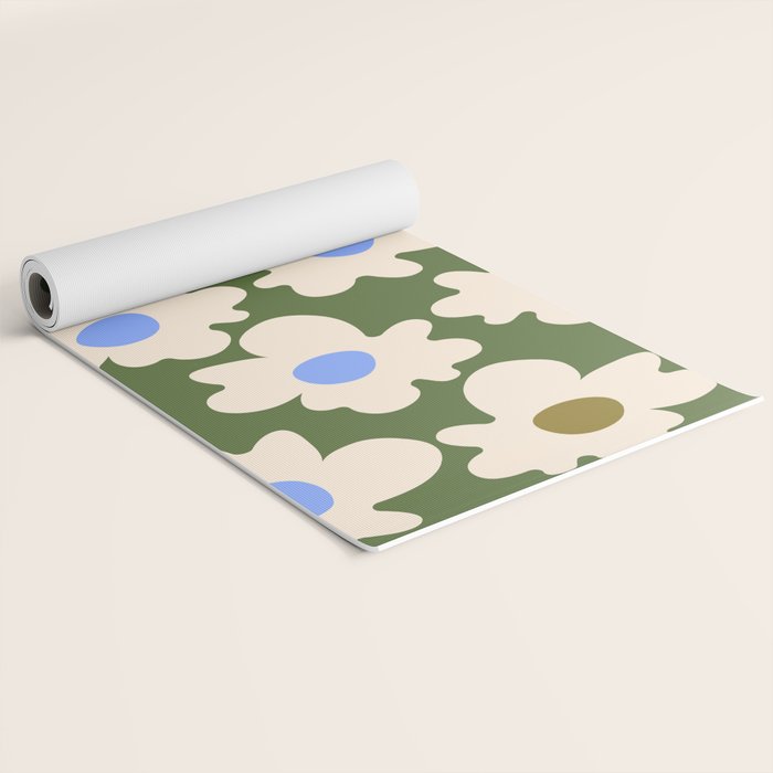 Abstract Flower Shape - Green and Blue Yoga Mat Gallery Image 2