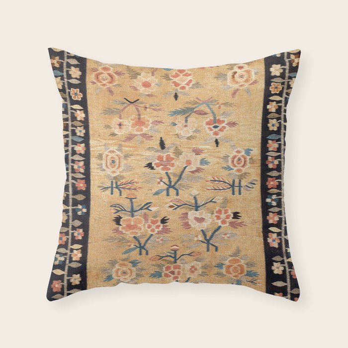Bessarabian Floral European Kilim Print Throw Pillow Gallery Image 6
