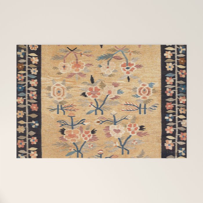 Bessarabian Floral European Kilim Print Welcome Mat Gallery Image 1