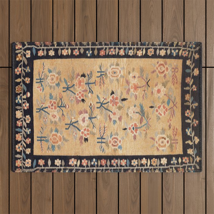 Bessarabian Floral European Kilim Print Outdoor Rug Gallery Image 1