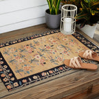 Bessarabian Floral European Kilim Print Outdoor Rug Gallery Image 2