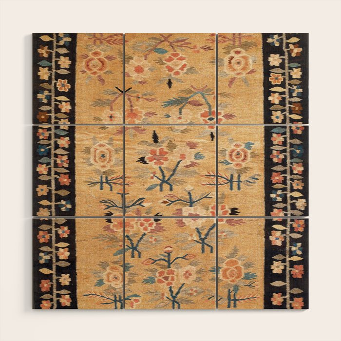 Bessarabian Floral European Kilim Print Wood Wall Art Gallery Image 1