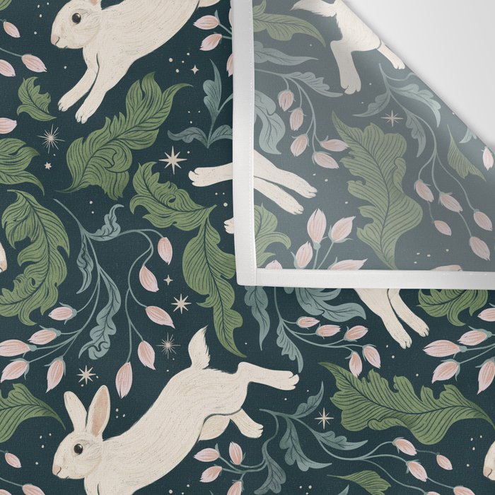 Moonlight Garden Bunnies Wall Tapestry Gallery Image 3