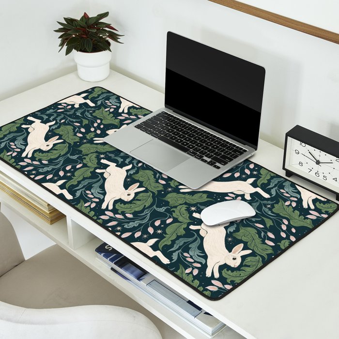 Moonlight Garden Bunnies Desk Mat Gallery Image 2
