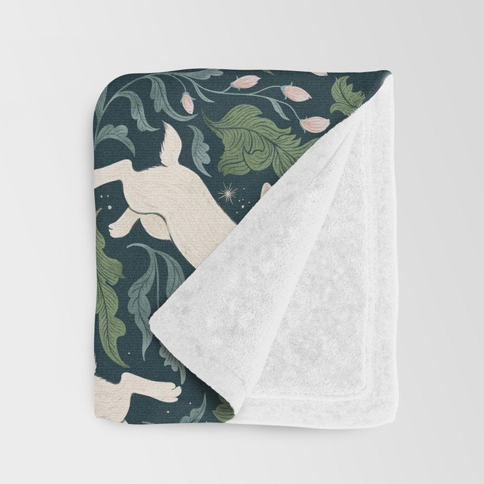 Moonlight Garden Bunnies Throw Blanket Gallery Image 3