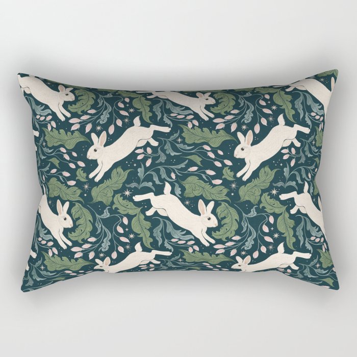 Moonlight Garden Bunnies Rectangular Pillow Gallery Image 2