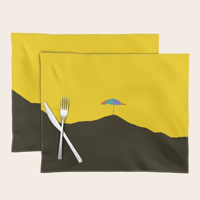 Colorful Parasol Black Yellow Background #decor #society6 #buyart Placemat Gallery Image 1