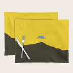 Colorful Parasol Black Yellow Background #decor #society6 #buyart Placemat Gallery Image 1