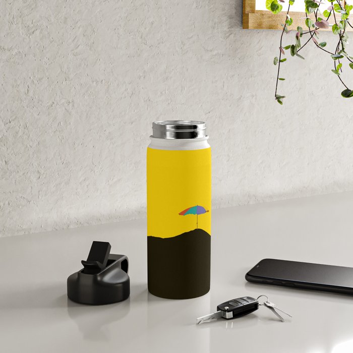 Colorful Parasol Black Yellow Background #decor #society6 #buyart Water Bottle Gallery Image 5
