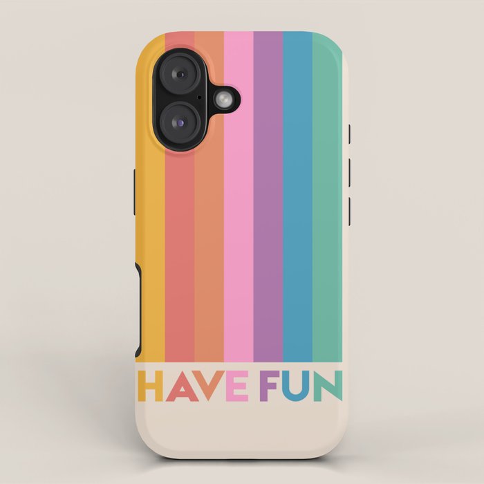 Vintage Rainbow Have Fun Text iPhone Case Gallery Image 1