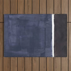 Navy Black Rothko Fun Colorful Mid Century Modern Abstract Painting Shapes Pattern Outdoor Rug Gallery Image 1
