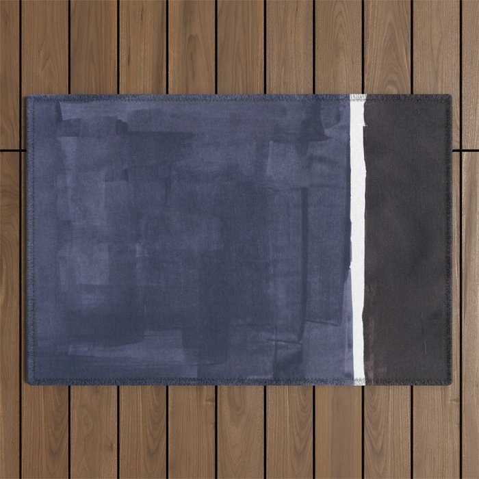 Navy Black Rothko Fun Colorful Mid Century Modern Abstract Painting Shapes Pattern Outdoor Rug Gallery Image 1