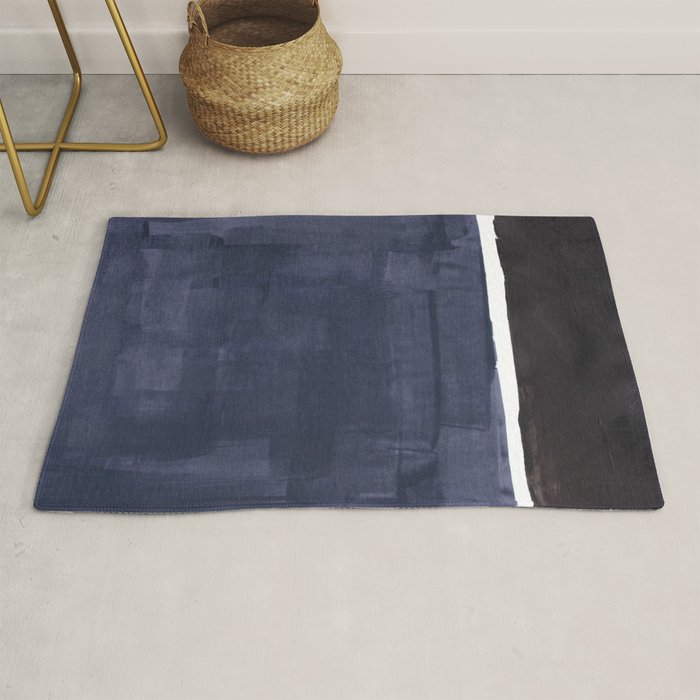 Navy Black Rothko Fun Colorful Mid Century Modern Abstract Painting Shapes Pattern Rug Gallery Image 1
