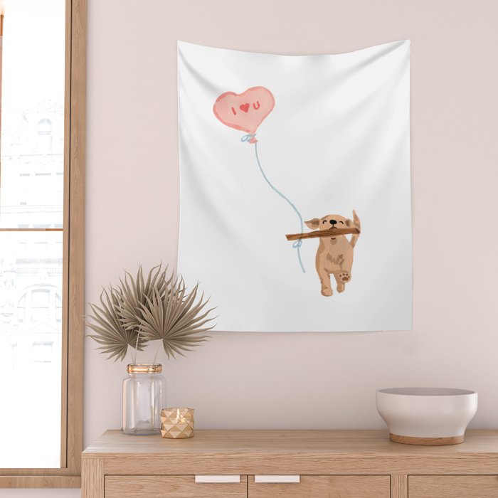 Furry Helper Heart You Print Wall Tapestry Gallery Image 2
