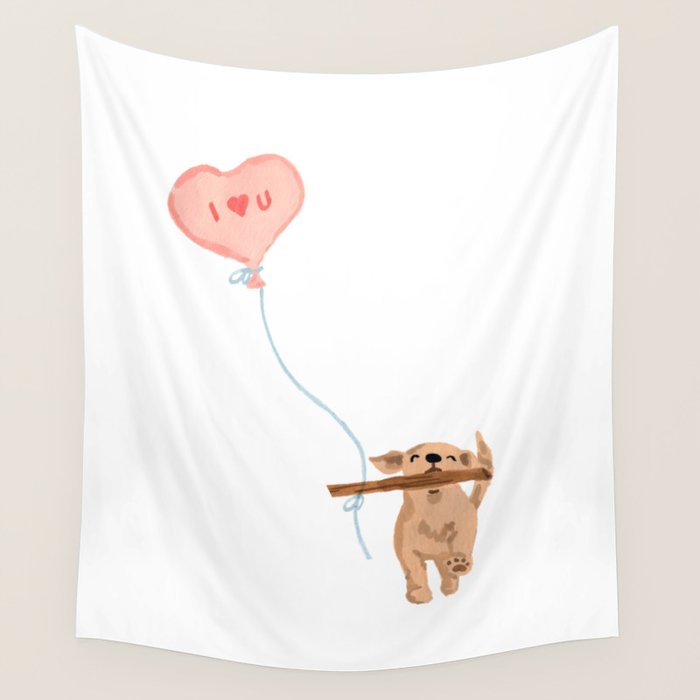 Furry Helper Heart You Print Wall Tapestry Gallery Image 1