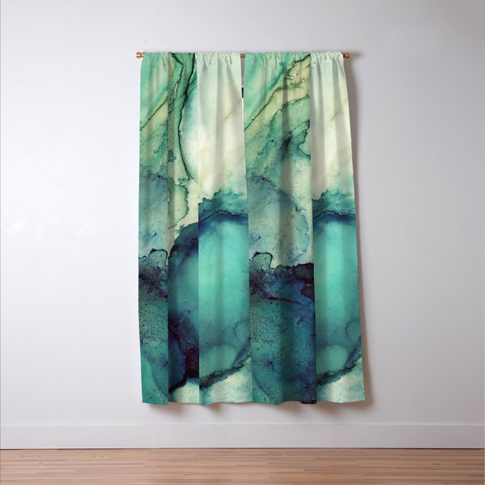 Teal Abstract Window Curtain Gallery Image 3