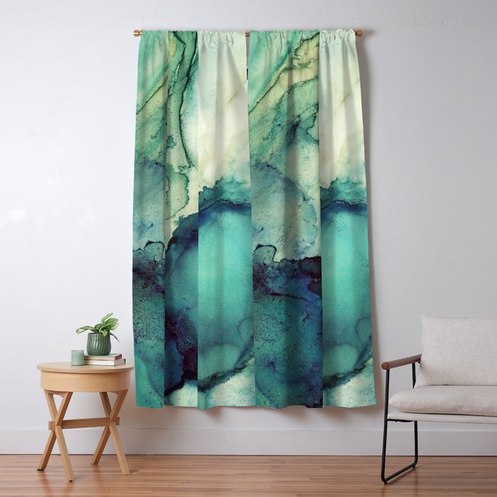 Teal Abstract Window Curtain Gallery Image 1