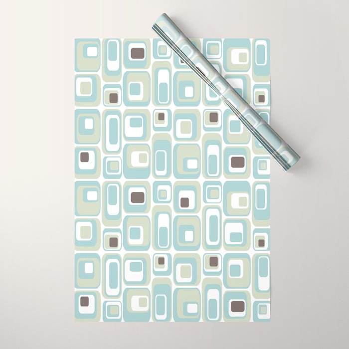 Retro Rectangles Mid Century Modern Geometric Vintage Style Wrapping Paper Gallery Image 1