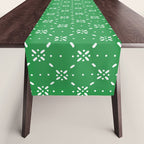 Christmas snowflake vector with simple modern white stitches on green background pattern Table Runner Gallery Image 1
