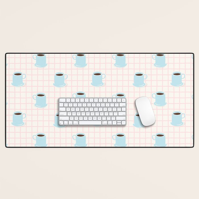 Coffee mug drink cartoon doodle pattern Desk Mat Gallery Image 1