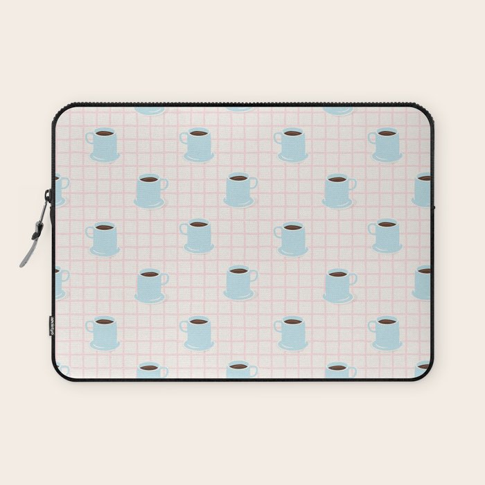 Coffee mug drink cartoon doodle pattern Laptop Sleeve Gallery Image 1