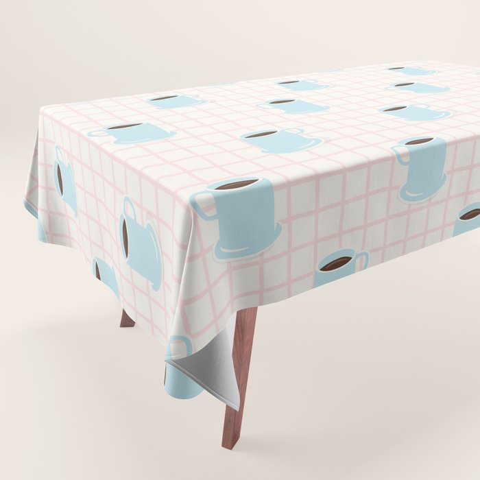 Coffee mug drink cartoon doodle pattern Tablecloth Gallery Image 1
