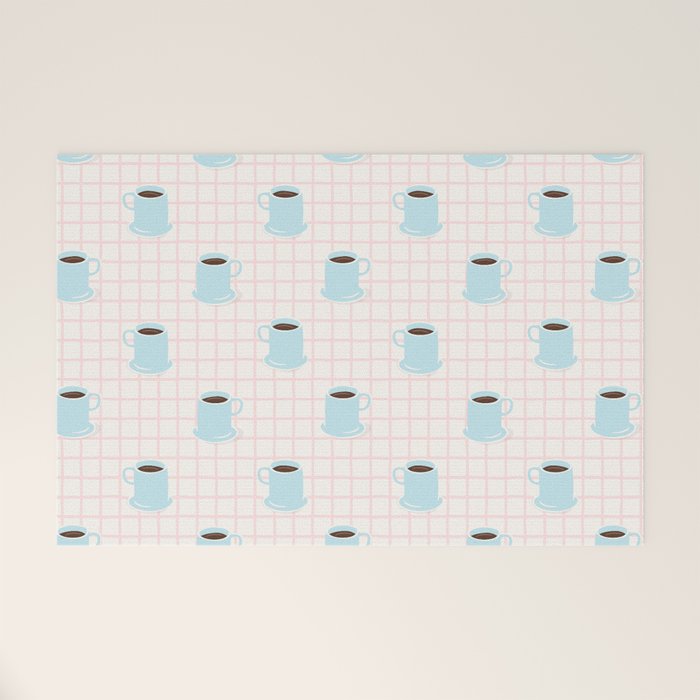 Coffee mug drink cartoon doodle pattern Welcome Mat Gallery Image 1