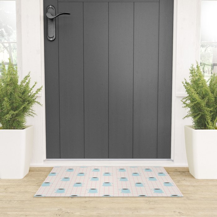 Coffee mug drink cartoon doodle pattern Welcome Mat Gallery Image 3