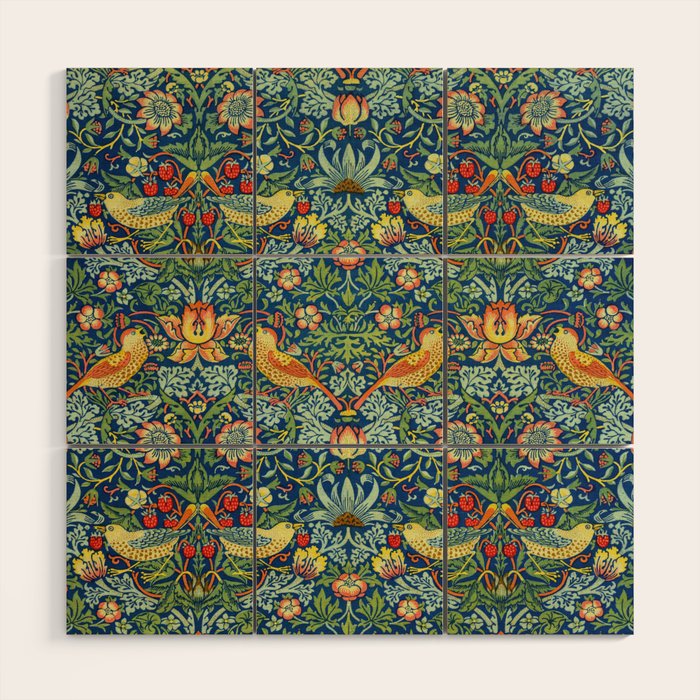 William Morris "Strawberry Thief" 11. Wood Wall Art Gallery Image 1