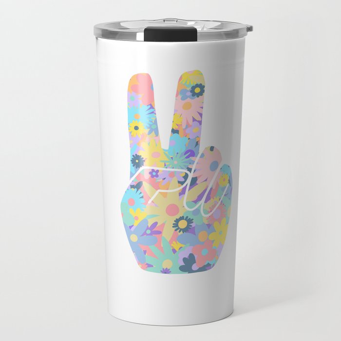Peace Out Flowers Travel Mug Gallery Image 1