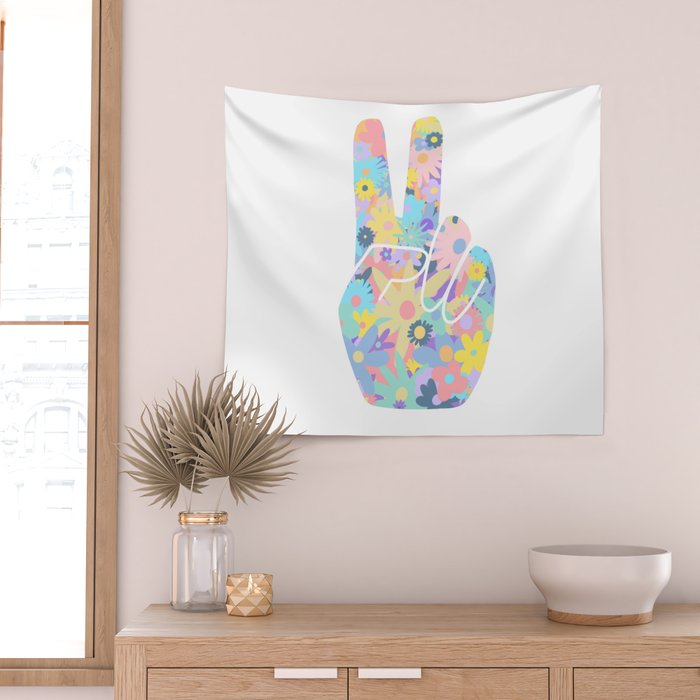 Peace Out Flowers Wall Tapestry Gallery Image 2