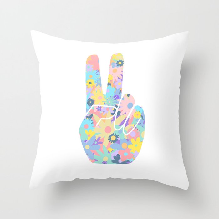 Peace Out Flowers Throw Pillow Gallery Image 1