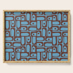 Eclectic Mid Century Modern Piquet Multi Pattern in Blue and Brown Serving Tray Gallery Image 1