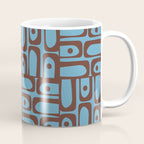 Eclectic Mid Century Modern Piquet Multi Pattern in Blue and Brown Coffee Mug Gallery Image 1