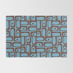 Eclectic Mid Century Modern Piquet Multi Pattern in Blue and Brown Rug Gallery Image 2
