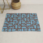 Eclectic Mid Century Modern Piquet Multi Pattern in Blue and Brown Rug Gallery Image 1