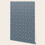 Eclectic Mid Century Modern Piquet Multi Pattern in Blue and Brown Wallpaper Gallery Image 2