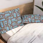 Eclectic Mid Century Modern Piquet Multi Pattern in Blue and Brown Pillow Sham Gallery Image 2