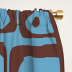 Eclectic Mid Century Modern Piquet Multi Pattern in Blue and Brown Window Curtain Gallery Image 2