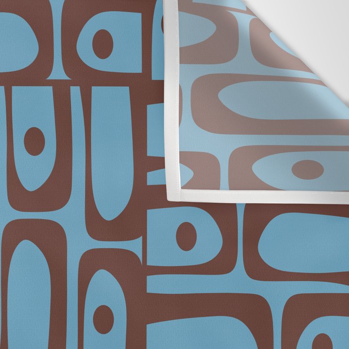 Eclectic Mid Century Modern Piquet Multi Pattern in Blue and Brown Wall Tapestry Gallery Image 3