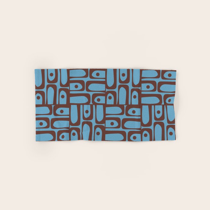 Eclectic Mid Century Modern Piquet Multi Pattern in Blue and Brown Bath Towel Gallery Image 1