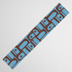Eclectic Mid Century Modern Piquet Multi Pattern in Blue and Brown Table Runner Gallery Image 3