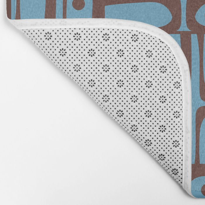 Eclectic Mid Century Modern Piquet Multi Pattern in Blue and Brown Bath Mat Gallery Image 2
