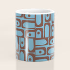 Eclectic Mid Century Modern Piquet Multi Pattern in Blue and Brown Coffee Mug Gallery Image 4
