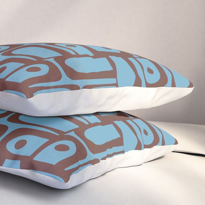 Eclectic Mid Century Modern Piquet Multi Pattern in Blue and Brown Pillow Sham Gallery Image 3